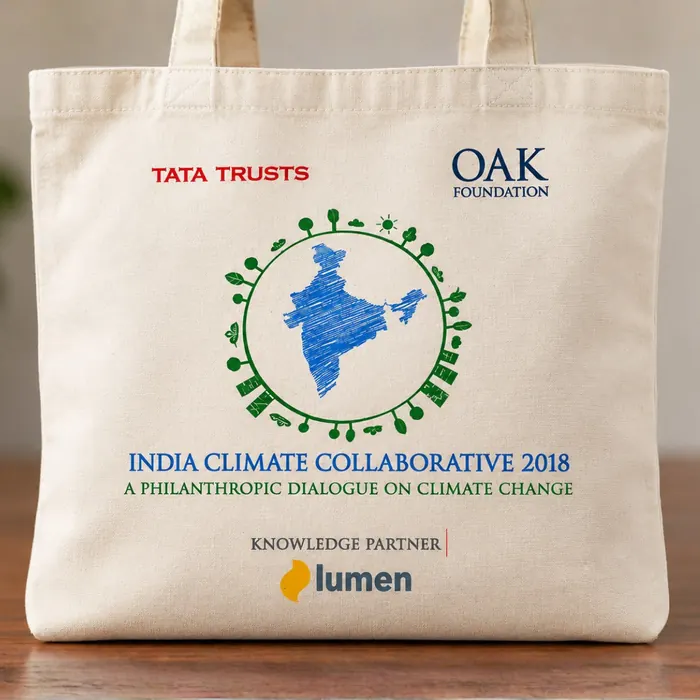 Canvas tote bag screen printed in four colours for a climate event